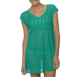 prAna Elliot Swim Cover-up Dress Teal Crochet, Large (C9)